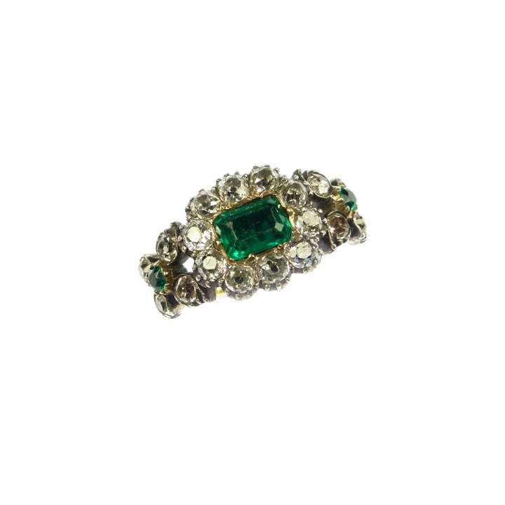 18th century emerald and diamond cluster ring